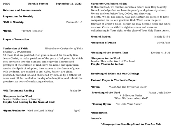 September 11, 2022 Worship